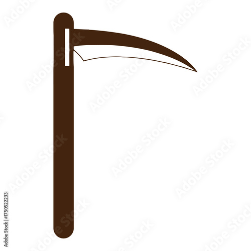 Brown scythe silhouette isolated on white background