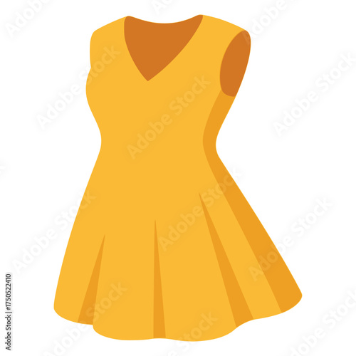 yellow beautiful night dress fashion flat color vector illustration template design