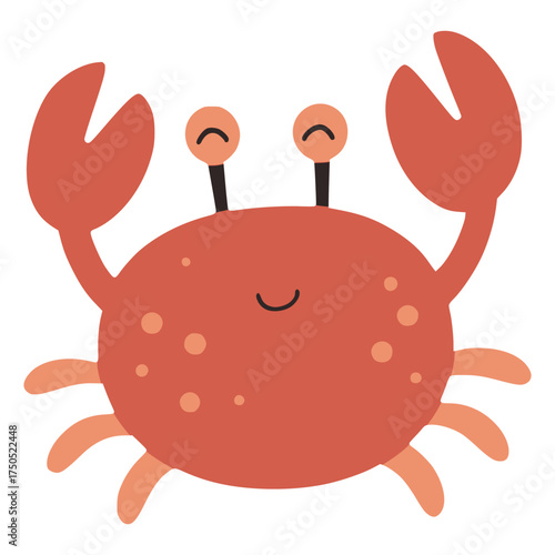 cute crab sea marine animal wild life flat color vector illustration template design
