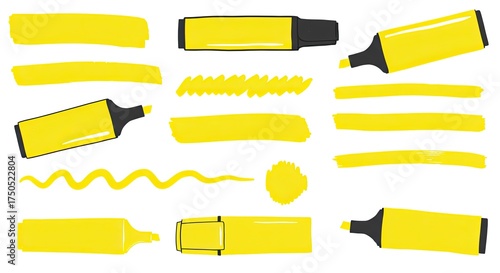 Brighten your projects with this fun yellow highlighter marks collection, perfect for adding emphasis and creative flair to any design with these vibrant elements