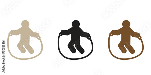 Jumping Rope Fitness and Cardio Workout Icon Set.