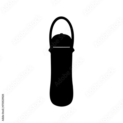 Black silhouette of an old fashioned canteen with a handle on top