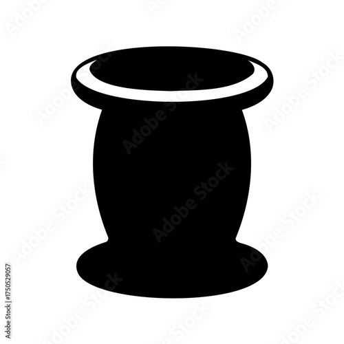 Simple Silhouette of an Empty Thread Spool on White Background Illustration