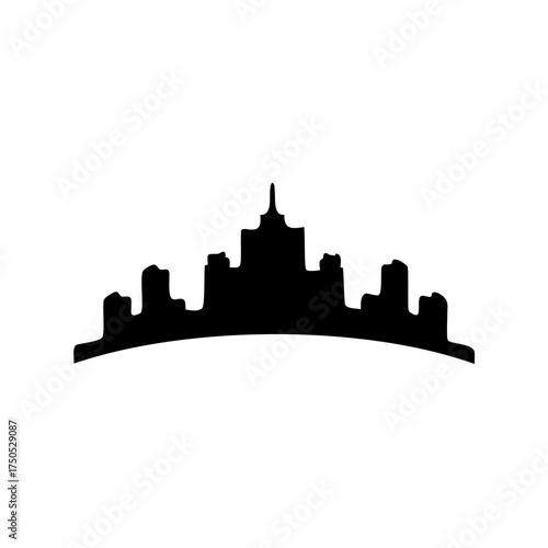 Black silhouette of abstract city skyline on a white background art