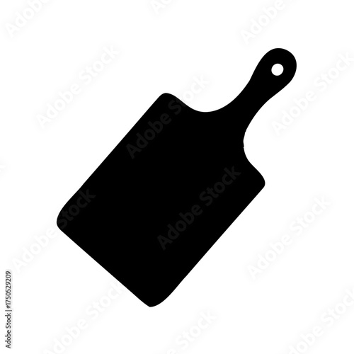Black cutting board icon featuring a simple and modern design on white