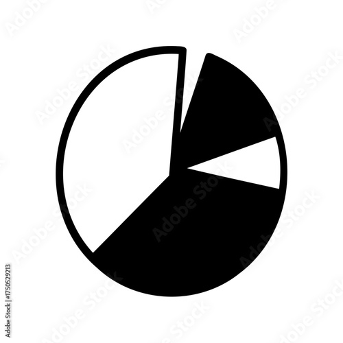 Pie chart illustration displaying proportion in black and white color scheme