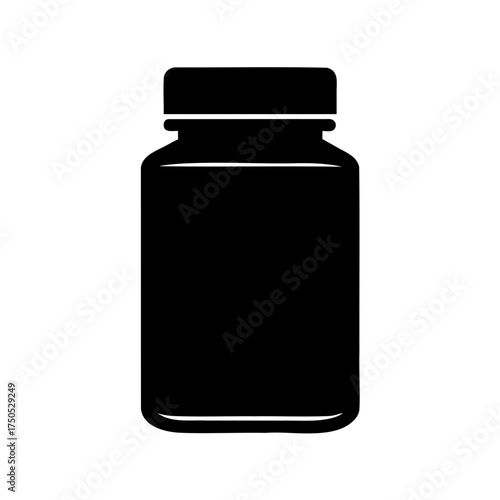 Black medicine bottle, a simple icon representing health and wellness industry