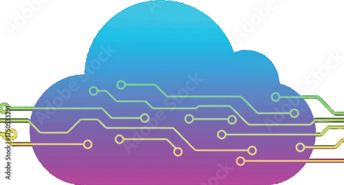 Modern cloud computing network graphic for technology presentations easily