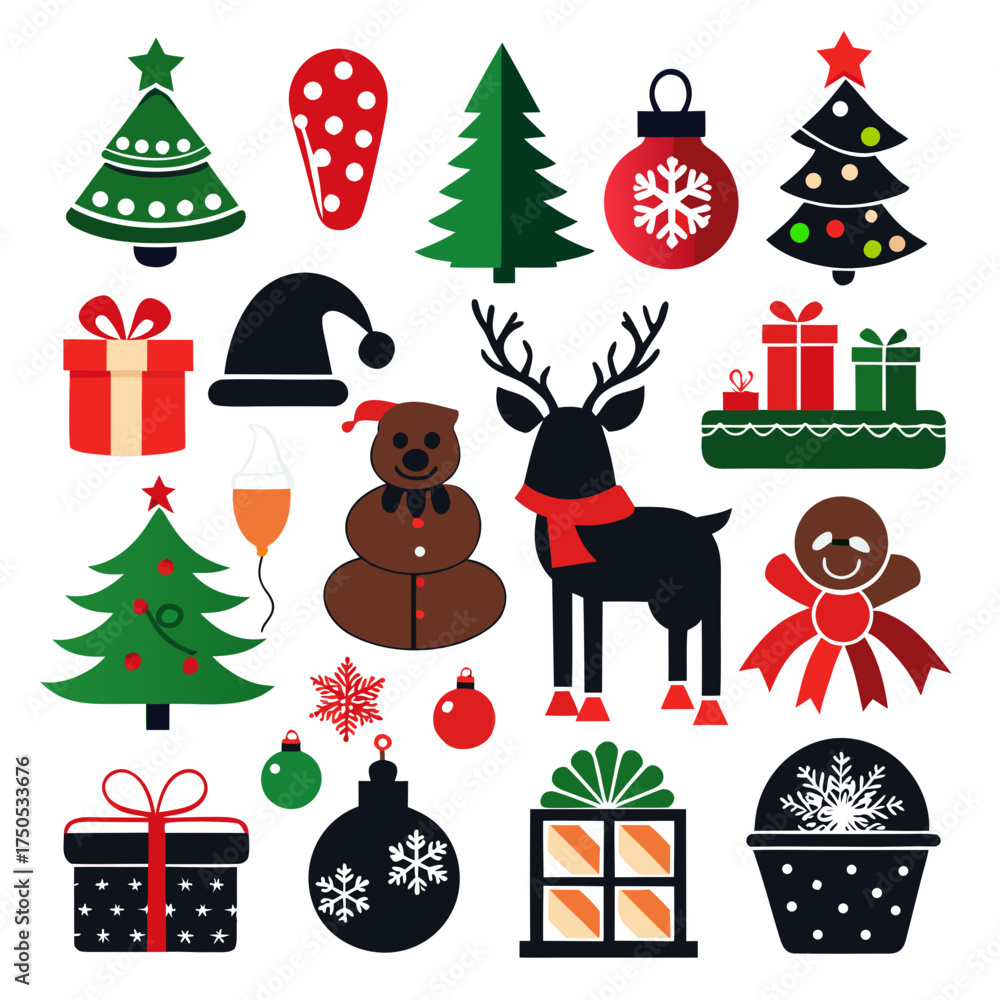 Fototapeta premium Collection of festive christmas icons and decorations