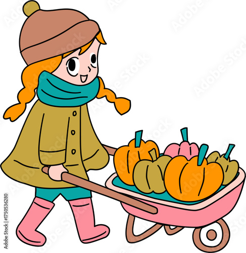 Autumn girl with pumpkin 