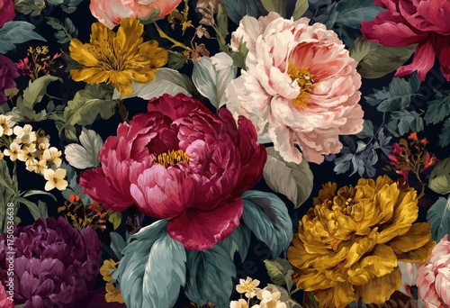 Detailed floral pattern with vibrant colors