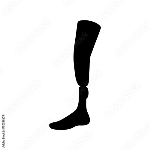 Silhouette of a prosthetic leg offering mobility and independence for amputees