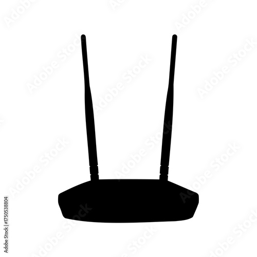 A modern dual antenna WiFi wireless router silhouette for home networks