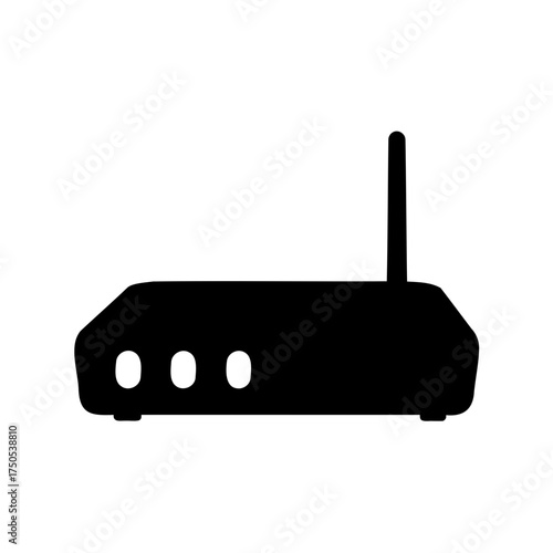 A modern black silhouette of a wireless router for internet connectivity