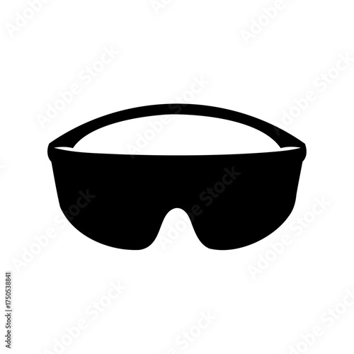 Minimalist black and white illustration of sporty sunglasses for outdoor activities