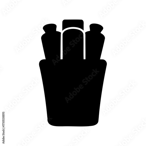 Stylized Image of Makeup Brushes in a Container on a White Background