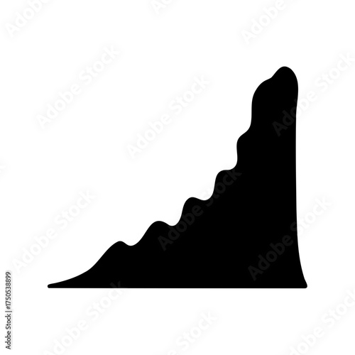 Abstract black silhouette depicting ascending terrain, possibly a mountain range edge