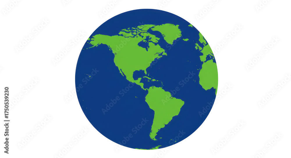 Naklejka premium Stylized globe of the earth showing north and south america isolated on transparent background