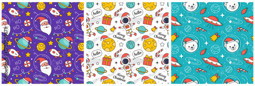 Merry Christmas Seamless Pattern Illustration with Holiday Decoration Elements and Festive Ornaments