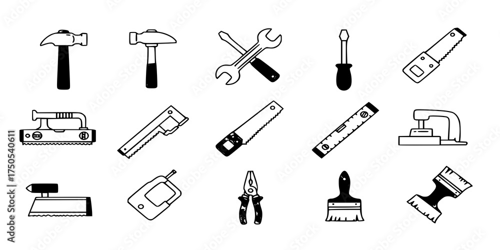 Fototapeta premium Construction tool icon collection - vector illustration