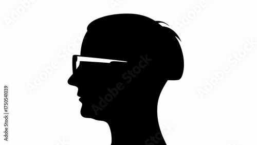 Modern man's profile silhouette wearing stylish glasses conveying intelligence and sophistication for business concepts