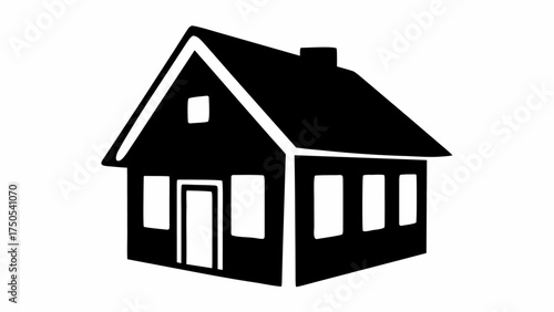 Simple black house icon representing home, shelter, and real estate concepts for modern design projects.