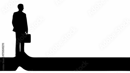 Confident businessman standing tall with briefcase, symbolizing career ambition and professional journey ahead