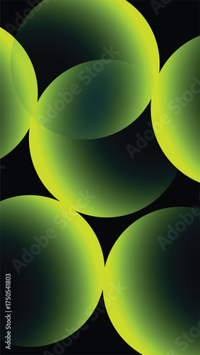 abstract image, where luminous, ethereal green spheres float against a deep, velvety black backdrop. each sphere emits a soft glow background