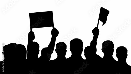 Crowd demonstrating with signs and flags, raising voices for change, unity, and protest