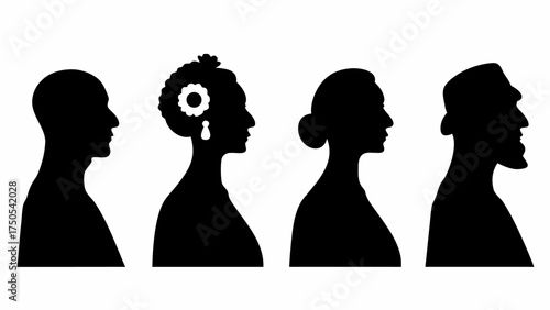 Diverse profiles showcase classic elegance and modern style, representing heritage and individuality in striking silhouettes.