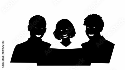 Three smiling silhouettes
