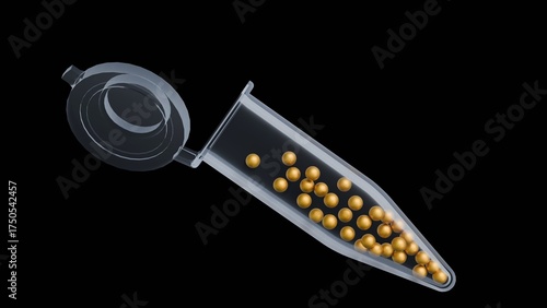 Quadro em tela A 3D illustration image of gold nanoparticle reagent in microcentrifuge tube