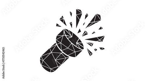Bold geometric art design, a modern and powerful symbol for innovation and creative destruction, perfect for tech startups, disruptive brands, and cutting edge projects, visually striking