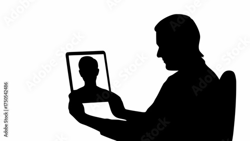 Man video calling on tablet connecting with colleague for remote business communication collaboration