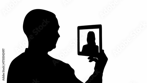 Man video calling woman on tablet device connecting globally for business or personal relationships