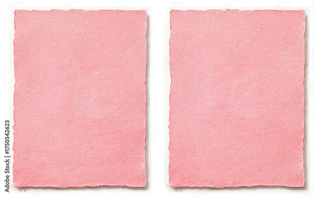 Fototapeta premium Two sheets of pale pink paper, slightly textured, laid flat