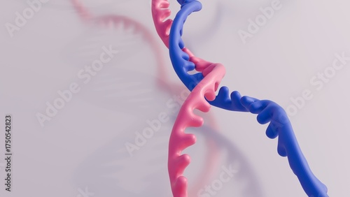 Canvastavla A 3d image depicts RNA recombination, showing two genetic strands (green and yellow) breaking and joining to form a new combined sequence