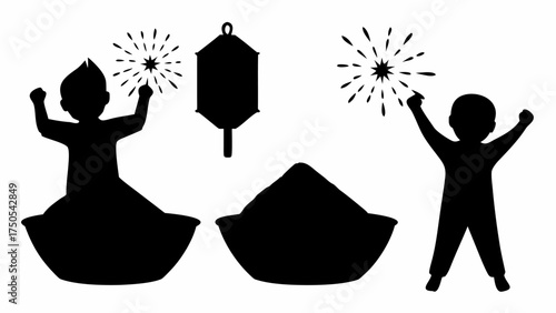 Joyful children celebrate with sparklers and lanterns, embracing festive traditions and vibrant cultural moments