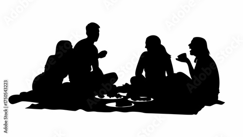 Friends enjoying picnic together, sharing food and laughter during a relaxing afternoon outdoors