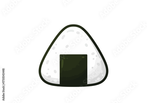 Cartoon Onigiri with Seaweed Nori Japanese Rice Ball Snack.