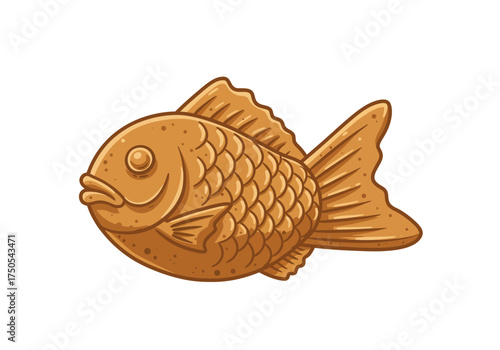 Taiyaki: Japanese Fish-Shaped Cake with Sweet Filling Illustration.