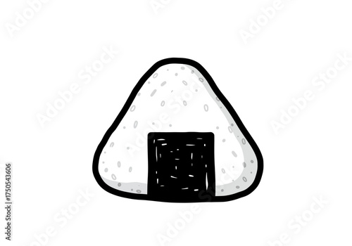 Cartoon Onigiri with Seaweed Nori Illustration.