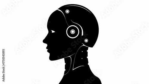Sleek robotic head profile conveys advanced artificial intelligence and futuristic innovation