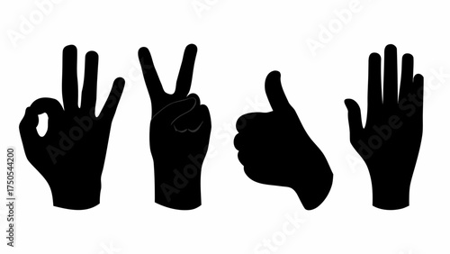 Diverse hand gestures conveying approval success peace and communication for modern design concepts