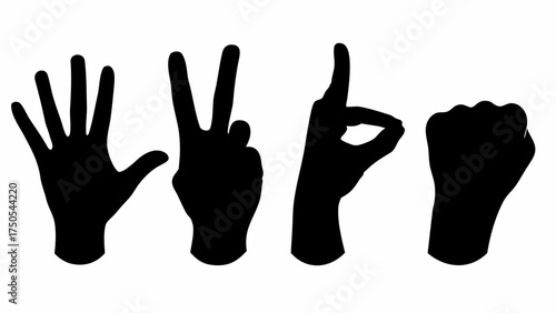 Counting hands showing five, two, one, and zero gestures for education and business presentations