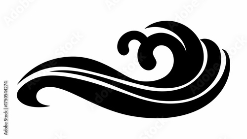 Dynamic black wave graphic symbolizing motion, energy, and natural power for modern designs.