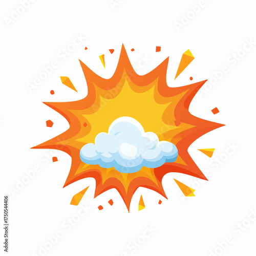 Cartoon explosive effect. Comic blast, bomb explosion with smoke cloud and fire, game bang and flame flash, boom animation fx.