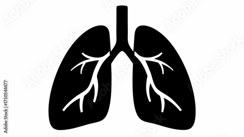 Black and white icon of lungs