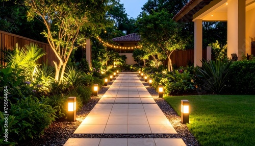 Elegant evening garden path