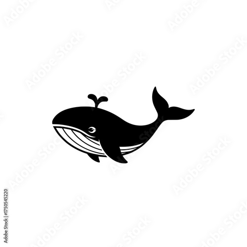 Elegant vector illustration of a graceful whale spouting water, symbolizing the vastness of the ocean and marine conservation efforts, ideal for nature-themed projects